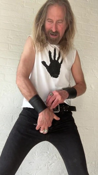 Longhairdude in Skinny Black Jeans, Black Hand T-shirt, New Rock Cowboy Boots Wanks and Cums