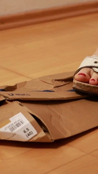 Asmr Wooden Clogs Trample and Crush Shoe Box