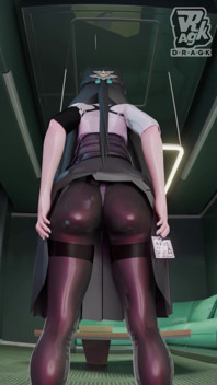 Zzz 3D - Miyabi Shows Her Sexy Thicc Ass in Stockings and Gives Herself a Few Spanks