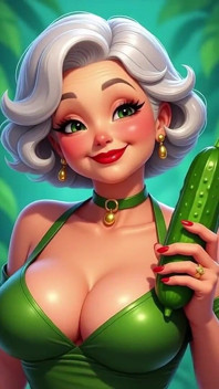 Animación de la abuela con pepino