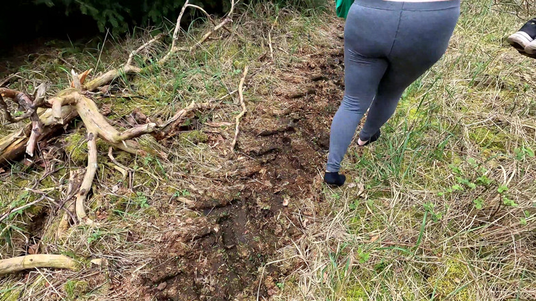 Bouncy Tits Action: Complete Naked Girl in the Woods and Whipping Her Body...