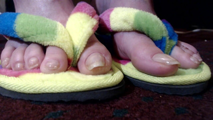 Abby Anna: Long natural toenails flip flops
