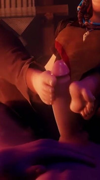 Aloy From Horizon Forbidden West Caressing a Hard Cock with Her Feet