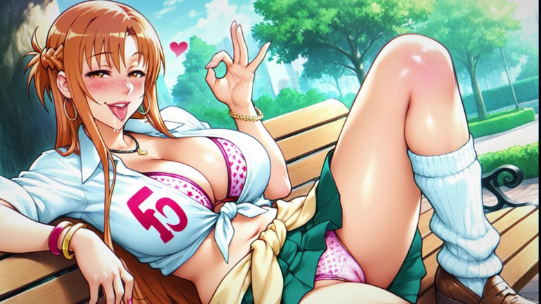 Croft AI Art: Niegrzeczna gorąca asuna z mokrą cipką