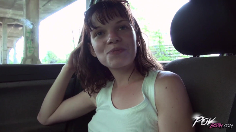 POV Bitch: Redhead fucked hard in car with stranger