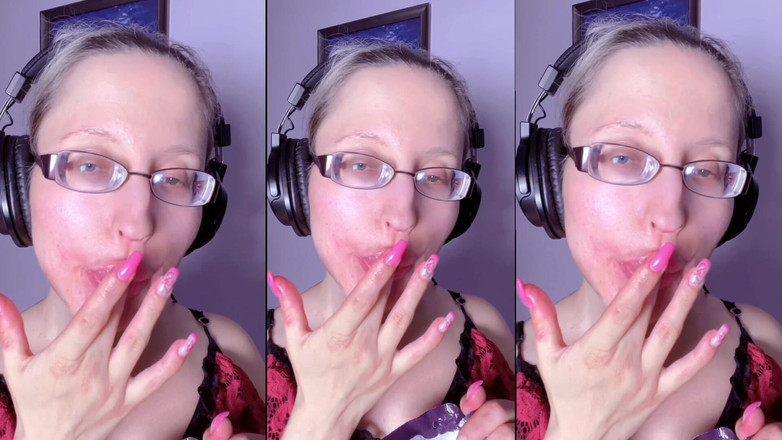 FinDom Goaldigger: Asmr diş şekeri yeme - asmr, göz gözlüğü, gianess, ruj, büyük dudaklar,...