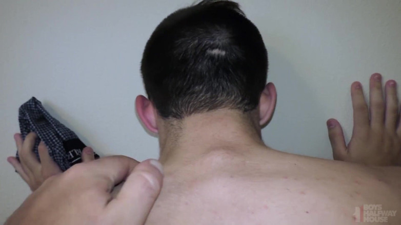 Boys half-way house: Hairy teenage bully put into place by thick cocked halfway...