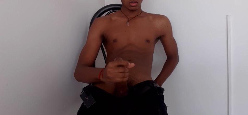 Black-2001: Living Room BBC Masturbation - Thick Black Cock Handjob Until Load...