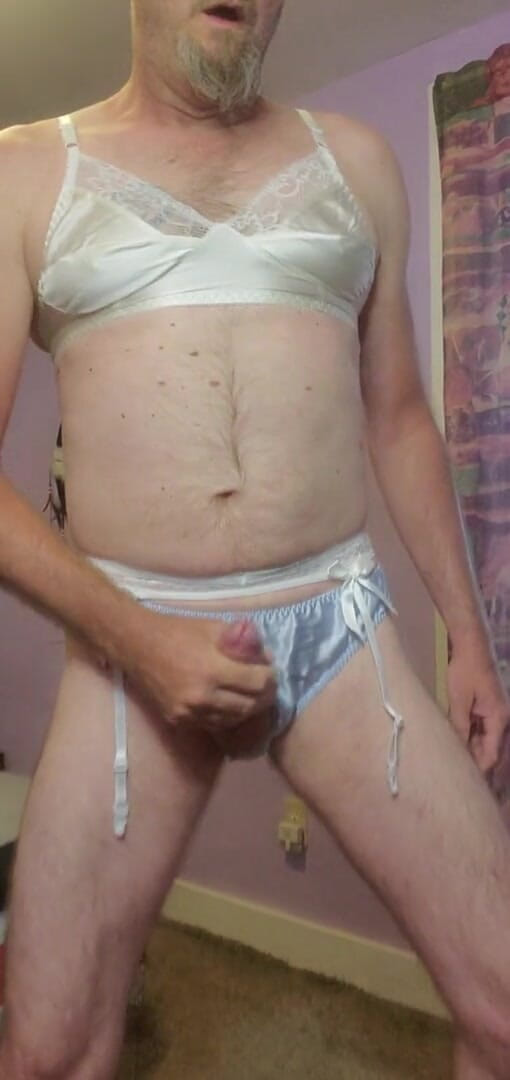 Fantasies in Lingerie: 내 파란색 실크 팬티를 입고 멋진 사정.