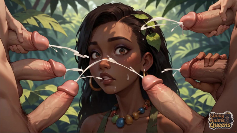 Ebony Anime Queens: Dewi kulit hitam menghiasi hutan - frolicsome xxx!