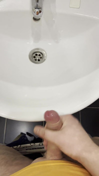 The Guy Masturbates in the Bathroom and, Filming Everything Close-up, and at the End.
