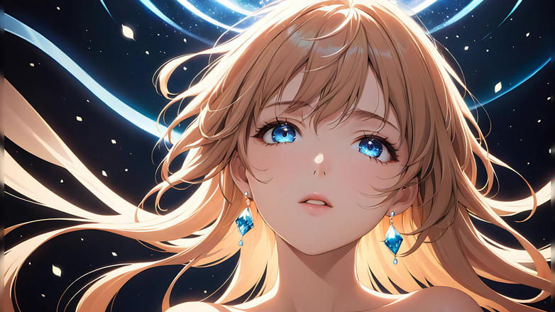 LustRender: Erecent: una bellissima giovane donna avvolta nella luce celeste