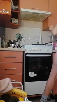 Sexy Stepmom Prepares Breakfast, Hairy Pussy, Big Tits. Sexy Woman Empties House