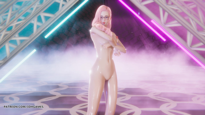 3D-Hentai Games: [MMD] Фиолетовый поцелуй - хентай ботанистая Seraphine и сексуальная обнаженная танцевальная лига легенд