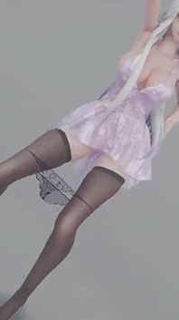 Braunäugige mädchen mit mmd braunäugigem; Reines kleid; Durchsichtige Absätze; Schwarze strümpfe