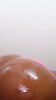 Big Ass Ebony MILF Oils Herself up and Has Intense Masturbation on Live Cam