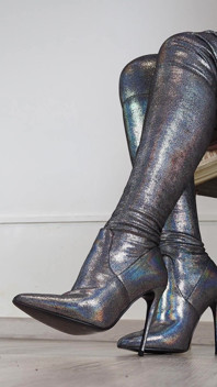 Schuhspiel und Gehen in Holo High Heels Halter hohe stiefel (schuhsammlung) - Dame Olga 4K (718)