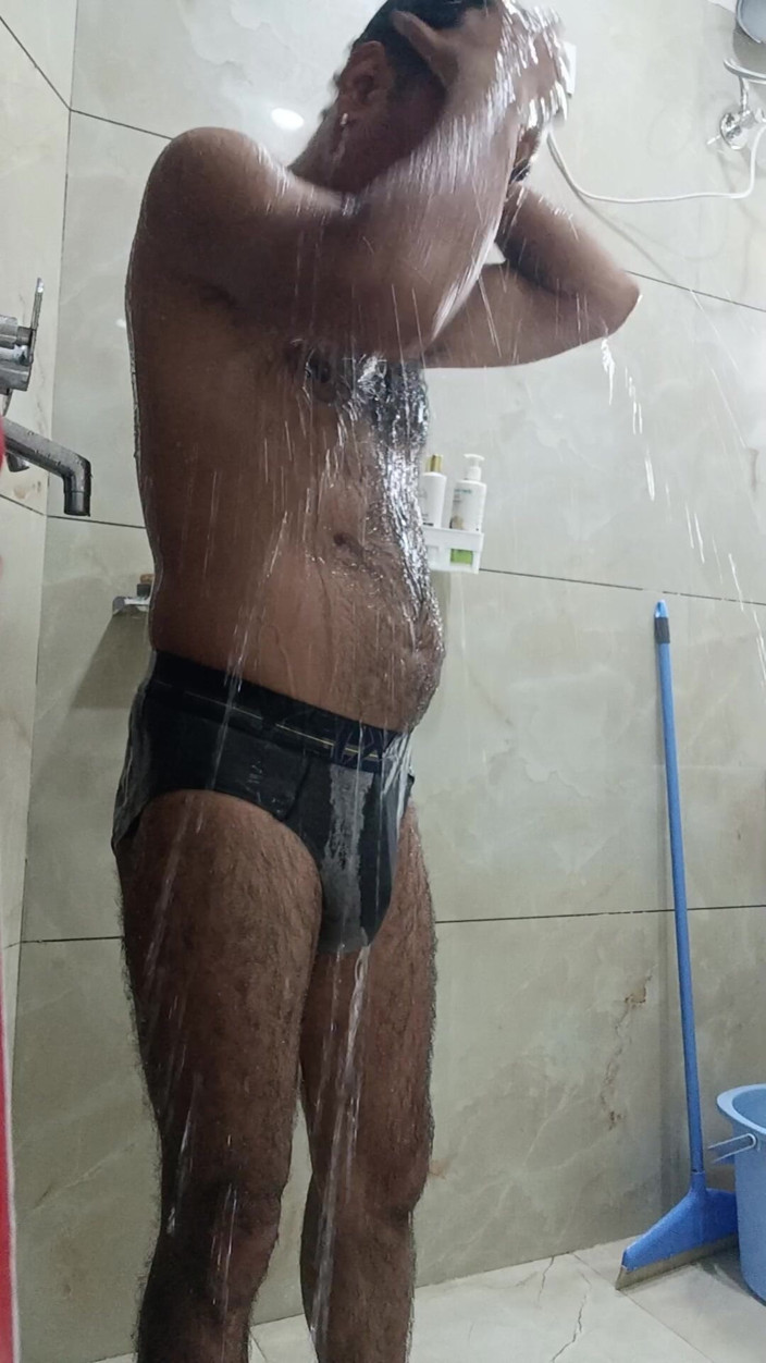 Rajasthani-old-lover: Indian Desi Man Enjoy Shower and Sex