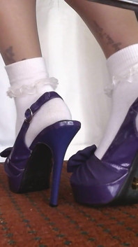 Nude Pantyhose Ruffled Socks High Heel Shoeplay