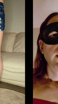 Bust Your Black Nut on Skinny White Khawals Feet Legs Crossdress