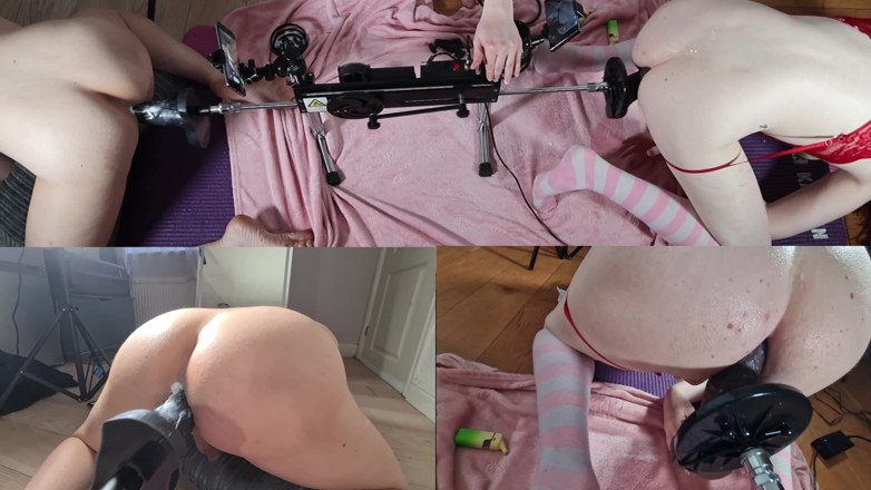 Princess Kitti: Sharing Double Sided Fuck Machine with Massive Toys