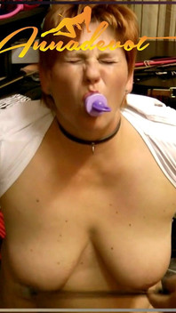 Spank the Nipples and the Big Saggy Tits, if There Wasn't That Vibro Plug in Her Mouth, That Would Be Really Intense.