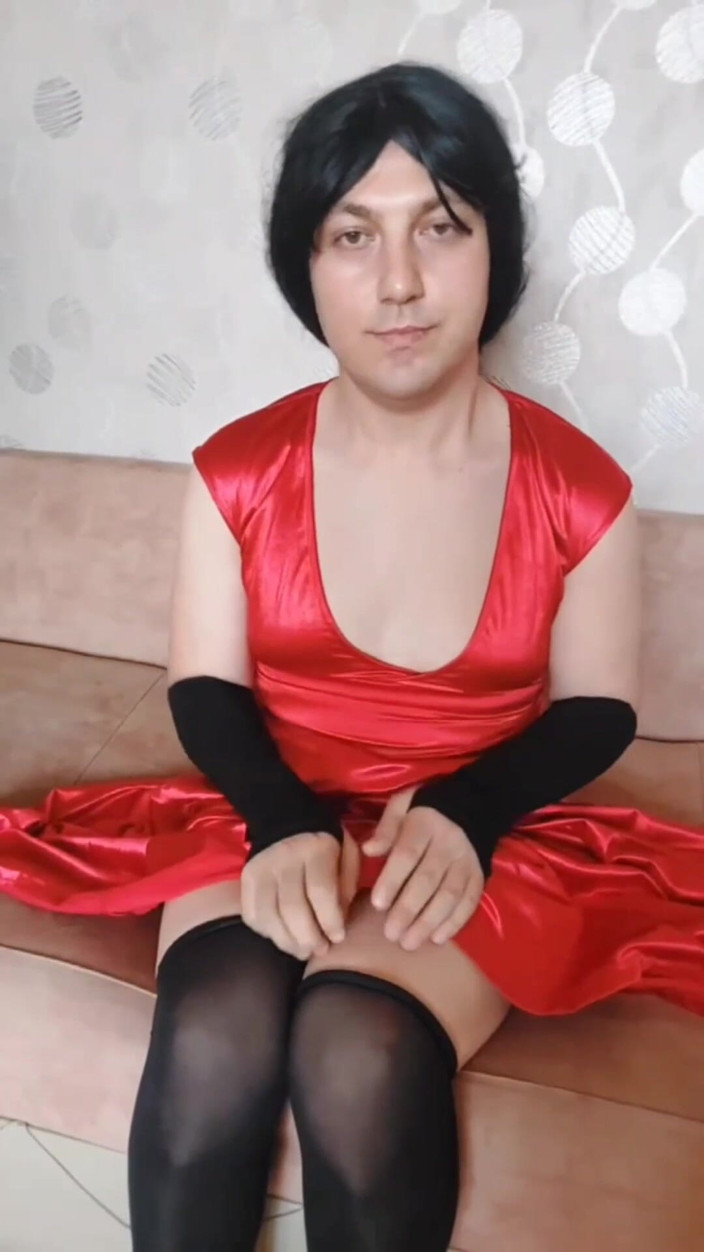 Kitty_Cross: Red Dress Delicious Thighs Crossdresser