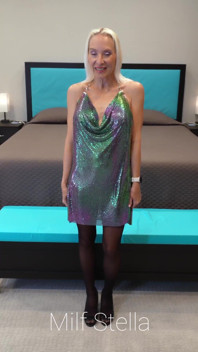 Metallic Iridescent Dress with High Heels
