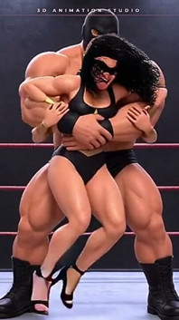 Superheroine bertatah dalam kasut tumit strap-on ditangkap dalam bearhugs dan pergelangan kaki - gusti cincin