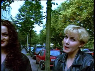 Lucky Cooch: Classy german females giving an outdoor interview