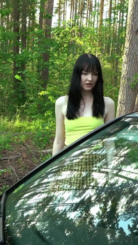 My18teens - Sexy Brunette Found a Dildo in the Car and Fucked Herself