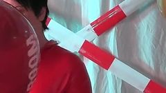 Barefoot Latex MILF Is Playing with the Balloon