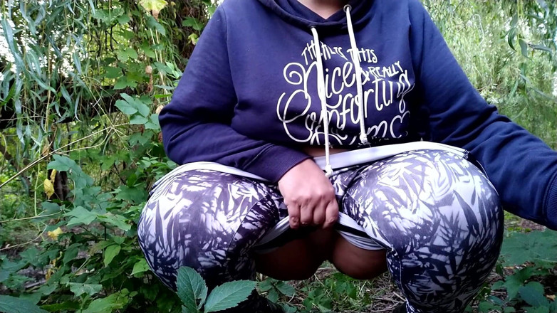 Elena: Lush MILF golden shower solo in nature