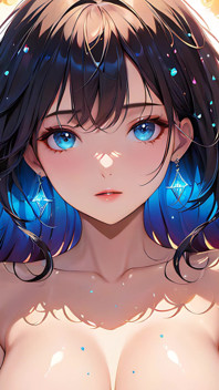 Starlit Strokes - 裸体艺术女人在发光的抽象绘画中