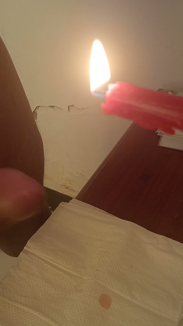 LoveCumInMouth: Hot Candle Wax on Cock Cumming