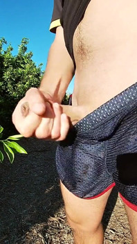 Cumming in My Sport Shorts Outdoors