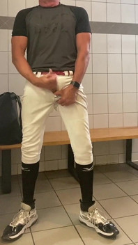 Baseball Geared up Jockdad87 Shoots His Alpha Load in the Locker Room