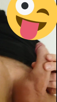 Glacing my black t-shirt with white creamy cum