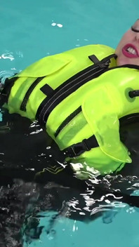 Neoprene Lust: Inflatable Snorkel Vest Pleasure in the Pool