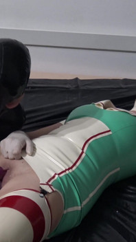 Hot Latex Nurse Got an Orgasm with a Purple Toy He Was Playing