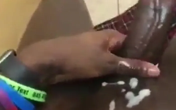 Big black cock BBCee: Stroking my big black cock in bathroom massive cumshot