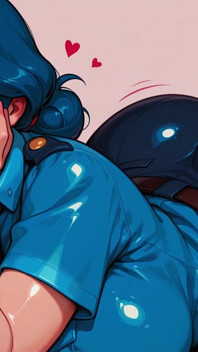 Blaue haare, ai fanart, polizist