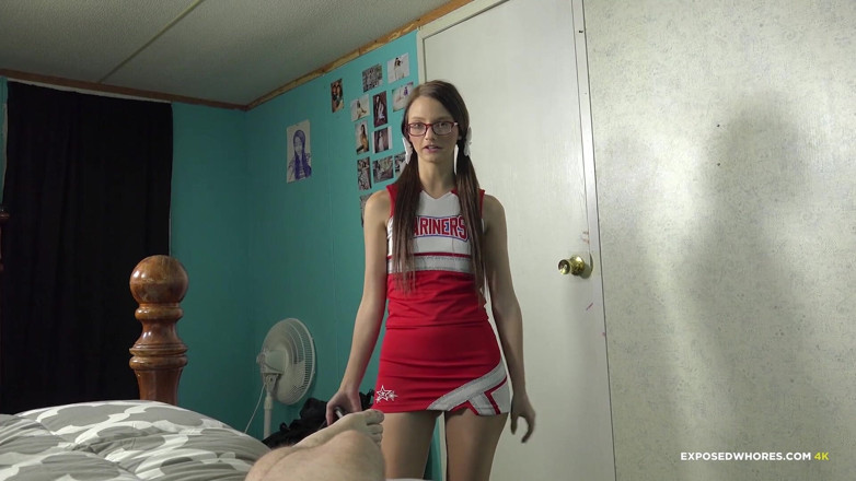 Exposed Whores Media: Farrah Valentine - Cheerleader gives her stepbrother a handjob to take...
