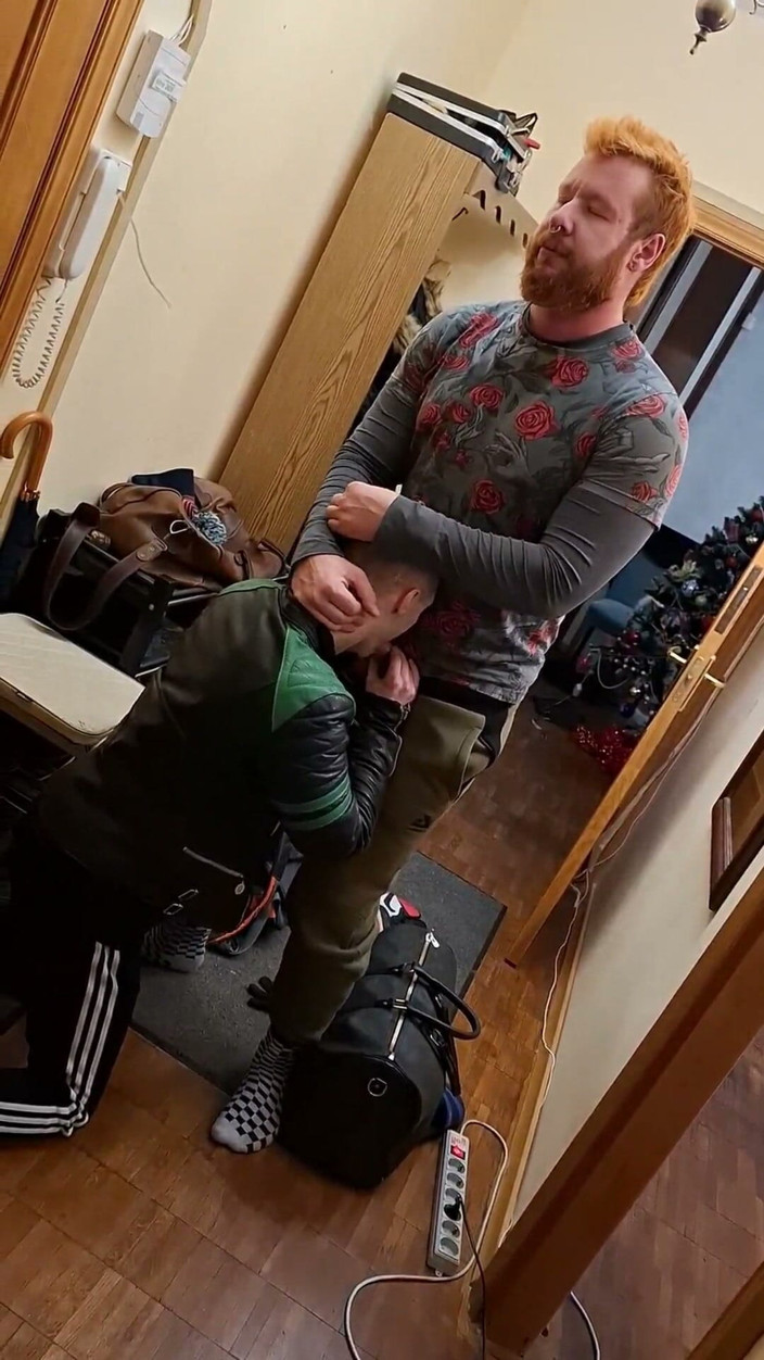 Baltic Hunk: Ginger Guy in Leather Gets on His Knees - Gay Amateur...