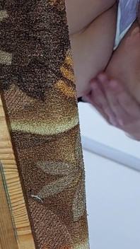 La sexy MILF prova le mutandine. Guardando una miLF pelosa, figa pelosa, grandi tette, culo grosso.
