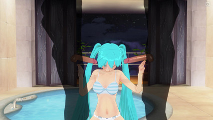 H3DC: 3D HENTAI. Miku double blowjob