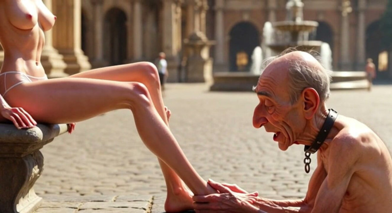 YOUR BEST FANTASY: Submissive Man Worshipping Mistress Feet in Plaza