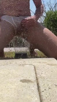 Cum with Water in the Garden