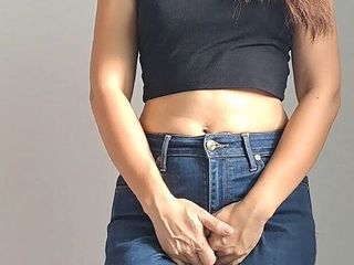 Thumbnail of Severe Long Desperate Wetting in Jeans and Pants