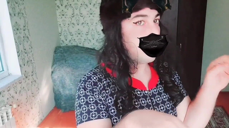 Kitty_Cross: Self ass spanking het blond hemmafru ladyboy kitty crossdresser Sissy...